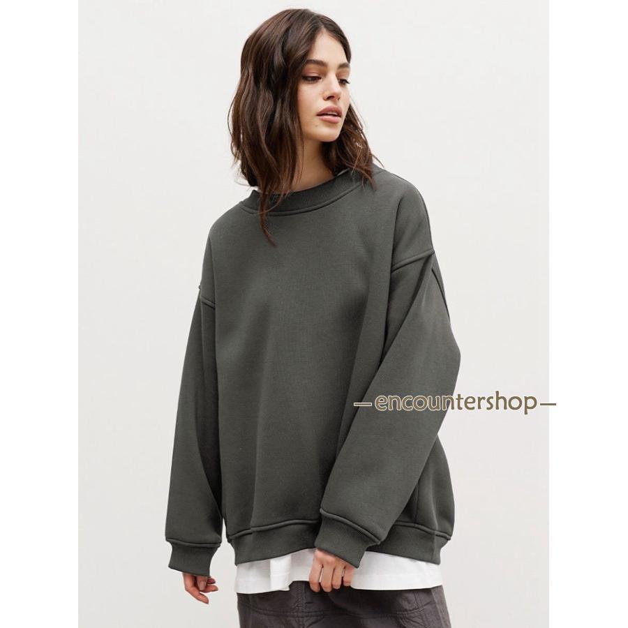 トレーナー 裏起毛 レディース スウェット トップス クルーネック 冬 保温 防寒 華奢見せ 裏ボアトレーナー きれいめ | ブランド登録なし | 15