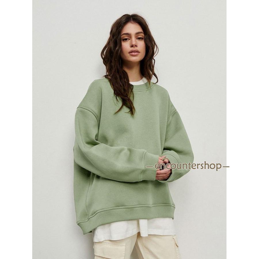 トレーナー 裏起毛 レディース スウェット トップス クルーネック 冬 保温 防寒 華奢見せ 裏ボアトレーナー きれいめ | ブランド登録なし | 17