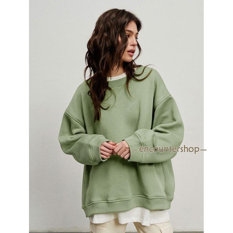 トレーナー 裏起毛 レディース スウェット トップス クルーネック 冬 保温 防寒 華奢見せ 裏ボアトレーナー きれいめ | ブランド登録なし | 18