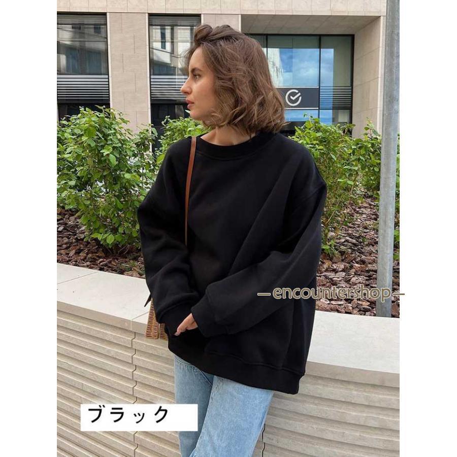 トレーナー 裏起毛 レディース スウェット トップス クルーネック 冬 保温 防寒 華奢見せ 裏ボアトレーナー きれいめ | ブランド登録なし | 01