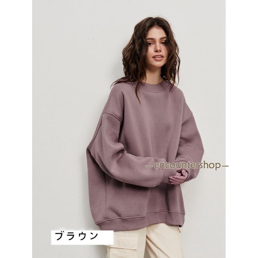 トレーナー 裏起毛 レディース スウェット トップス クルーネック 冬 保温 防寒 華奢見せ 裏ボアトレーナー きれいめ | ブランド登録なし | 02