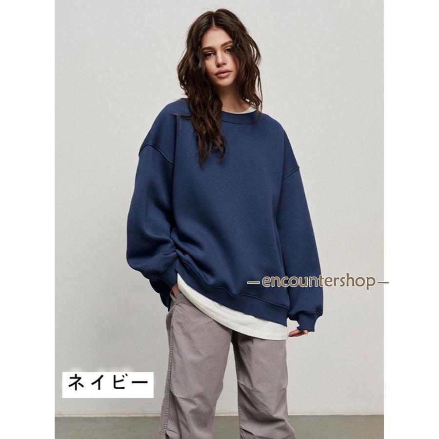 トレーナー 裏起毛 レディース スウェット トップス クルーネック 冬 保温 防寒 華奢見せ 裏ボアトレーナー きれいめ | ブランド登録なし | 03