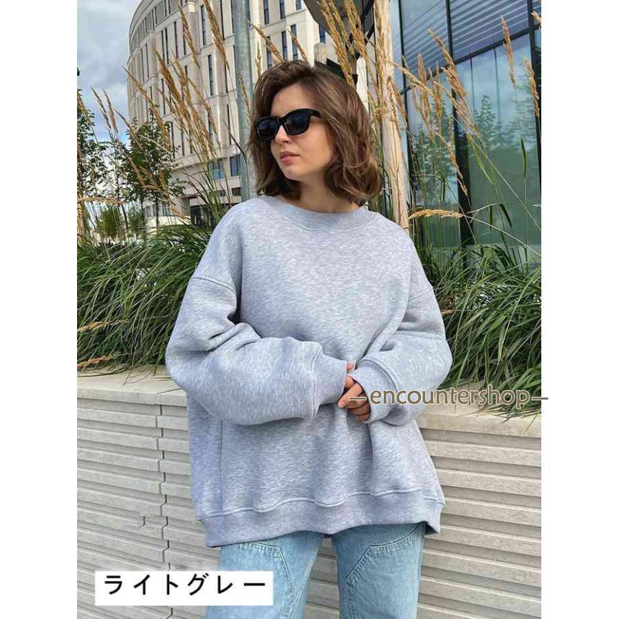 トレーナー 裏起毛 レディース スウェット トップス クルーネック 冬 保温 防寒 華奢見せ 裏ボアトレーナー きれいめ | ブランド登録なし | 06