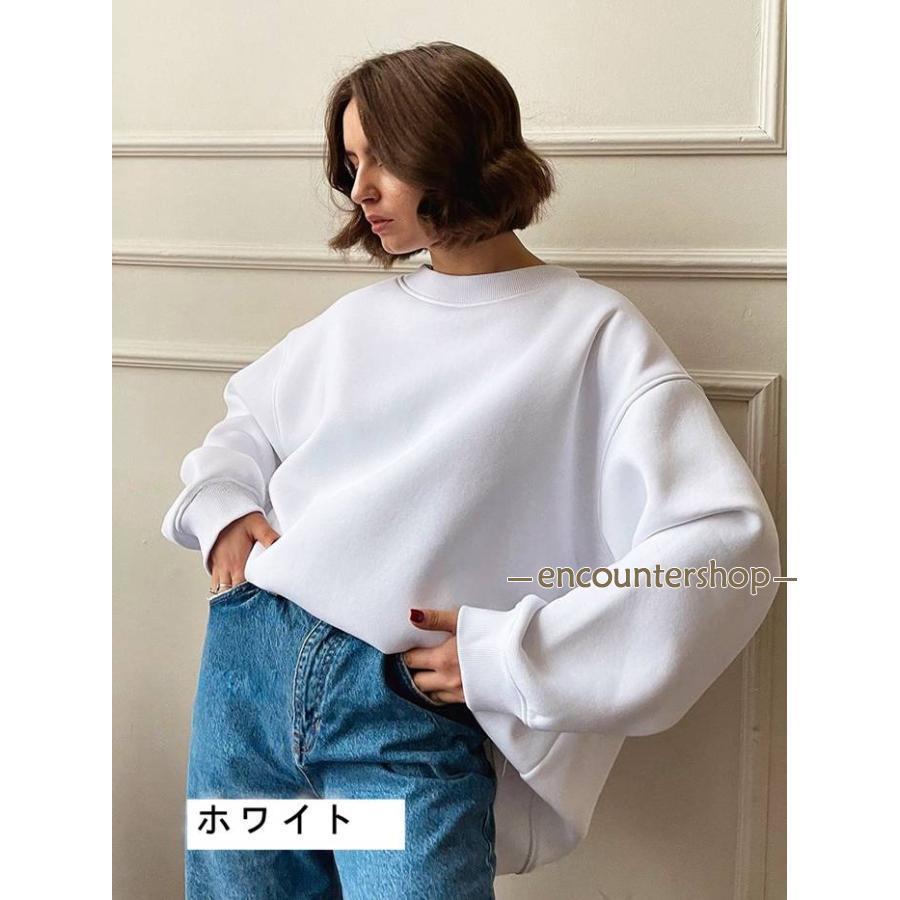 トレーナー 裏起毛 レディース スウェット トップス クルーネック 冬 保温 防寒 華奢見せ 裏ボアトレーナー きれいめ | ブランド登録なし | 08