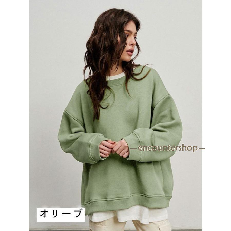 トレーナー 裏起毛 レディース スウェット トップス クルーネック 冬 保温 防寒 華奢見せ 裏ボアトレーナー きれいめ | ブランド登録なし | 09