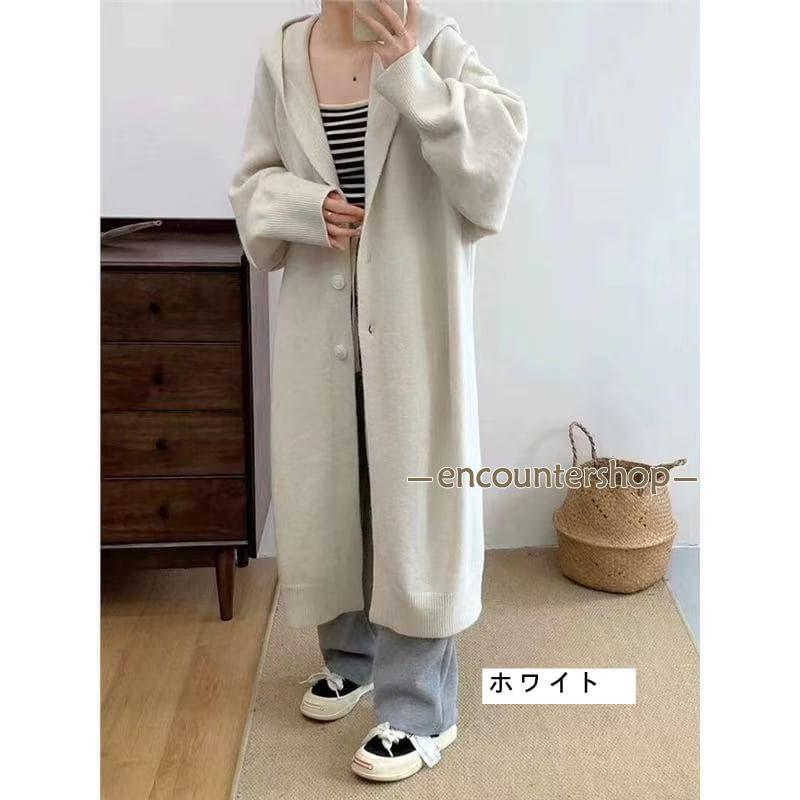 カーディガン レディースニットパーカー 秋冬 長袖 フード付き ニット ロングカーディガン 冬物 ニットアウター アウター コ | ブランド登録なし | 01