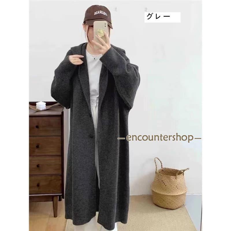 カーディガン レディースニットパーカー 秋冬 長袖 フード付き ニット ロングカーディガン 冬物 ニットアウター アウター コ | ブランド登録なし | 03