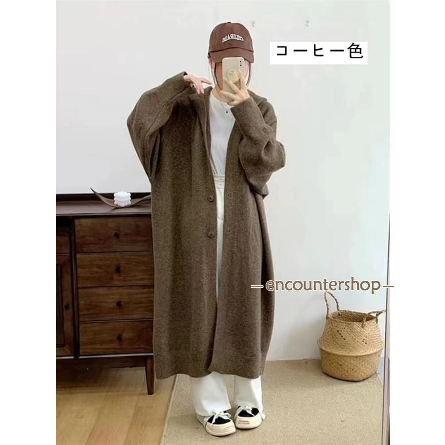 カーディガン レディースニットパーカー 秋冬 長袖 フード付き ニット ロングカーディガン 冬物 ニットアウター アウター コ | ブランド登録なし | 06