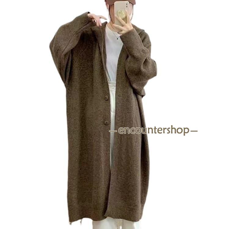 カーディガン レディースニットパーカー 秋冬 長袖 フード付き ニット ロングカーディガン 冬物 ニットアウター アウター コ | ブランド登録なし | 07