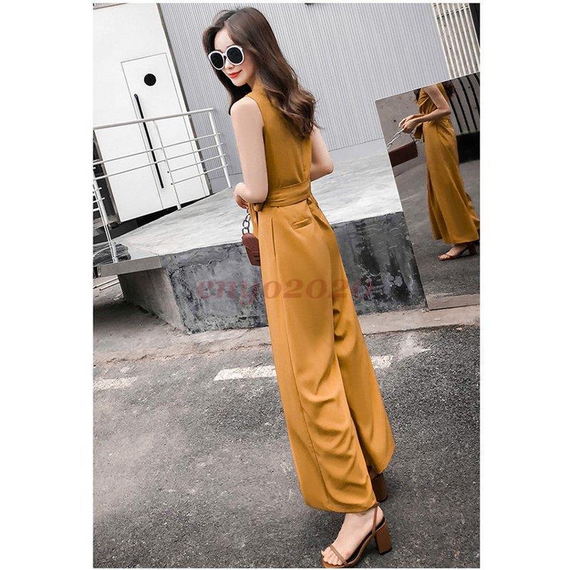 オールインワン レディース 40代 春夏 ワイドパンツ Vネックノー