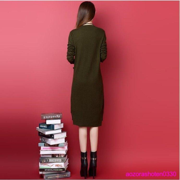 ニットワンピース ロング丈 秋 冬 レディース ワンピース 長袖 秋冬