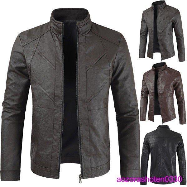 レザージャケット メンズ アウター 春秋冬 長袖 革ジャン PUジャケット ライダースジャケット テーラード 立ち襟 無地 ショート丈 大きいサイズ おしゃれ 防寒 レザージャケット メンズ アウター 春秋冬 長袖 革ジャン PUジャケット