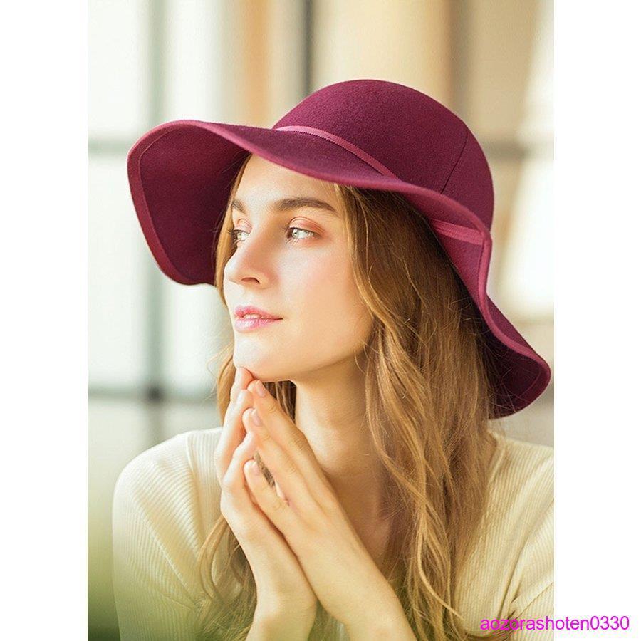 ハット レディース つば広 ロッピーハット 帽子 ツバ広 ウール フェルト 女優帽 りぼん 無地 帽子 黒 レディース リボン 春 冬 折りたたみ 上品 エレガント ハット レディース つば広 ロッピーハット 帽子 ツバ広 ウール