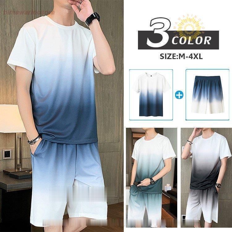 工場直送 上下セット メンズ 夏 ジャージ 切り替え セットアップ おしゃれ 半袖tシャツ グラデーション 半ズボン 涼しい カジュアル 大きいサイズ 安い購入 Fsl Gabon Com