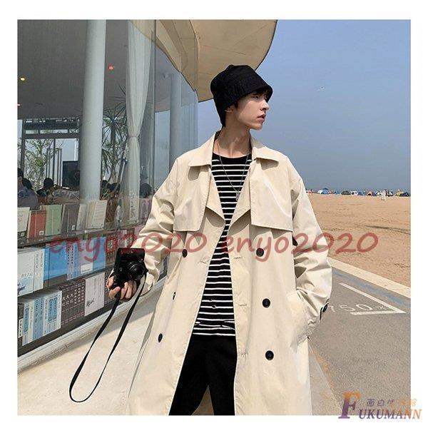 トレンチコート メンズ 秋服 春 ロングコート ベルト付き