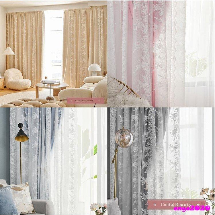カーテン 二重 レース 一体型 姫系 フックカーテン 遮光 断熱 防音