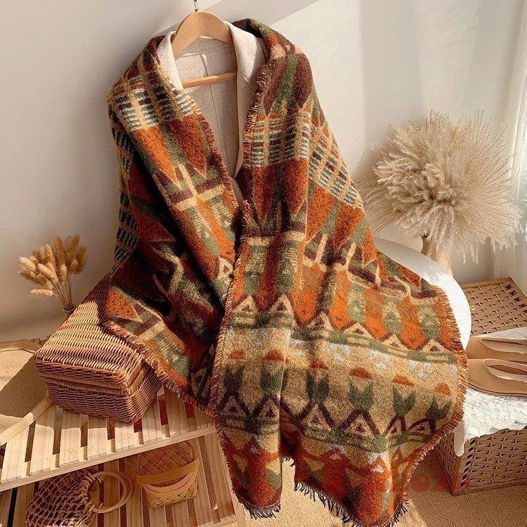 ストール 大判 厚手 ウール ブランケット ひざ掛け マフラー ショール