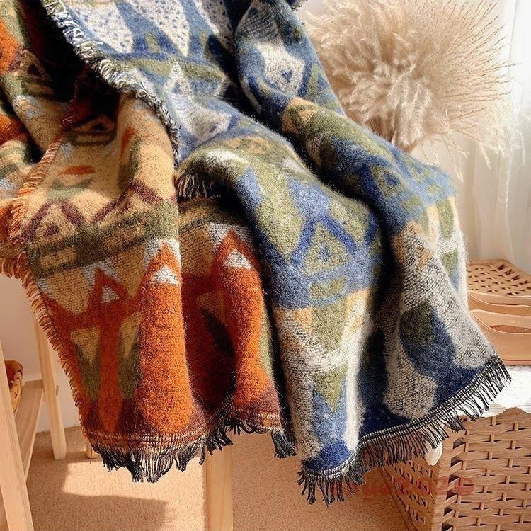 ストール 大判 厚手 ウール ブランケット ひざ掛け マフラー ショール