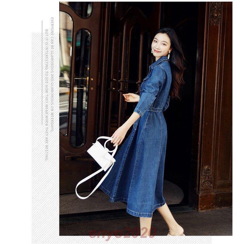 デニムワンピース レデイース 春秋 きれいめ シャツワンピース aライン