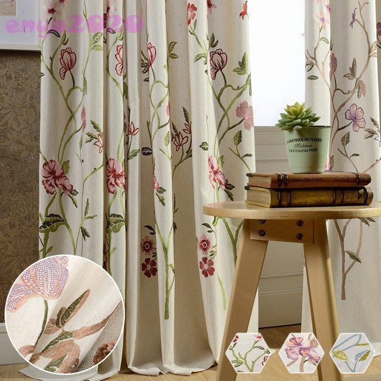 カーテン おしゃれ 刺繍 花柄 子供部屋 かわいい 北欧 植物柄 遮光 ドレープ 幅101 0cm丈101 0cm 両開き2枚組 片開き1枚 Www Inmera Com Ec
