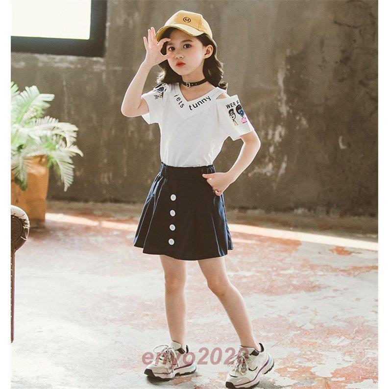 子供服 セットアップ キッズ 女の子 夏 2点セット 上下セット Tシャツ 半袖 肩出し スカート スポーツウェア ジュニア おしゃれ 可愛い カジュアル 小学生 新品 You61 Aytz647 ネットファミリー 通販 Yahoo ショッピング