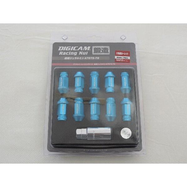 デジキャン レーシングナット ライトブルー M12×1.5 45mm 20本セット