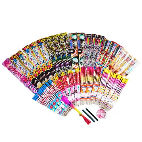 花火セット 送料無料 手持ち・噴出詰め合わせ（L）（点火用線香、キャンドル入り）