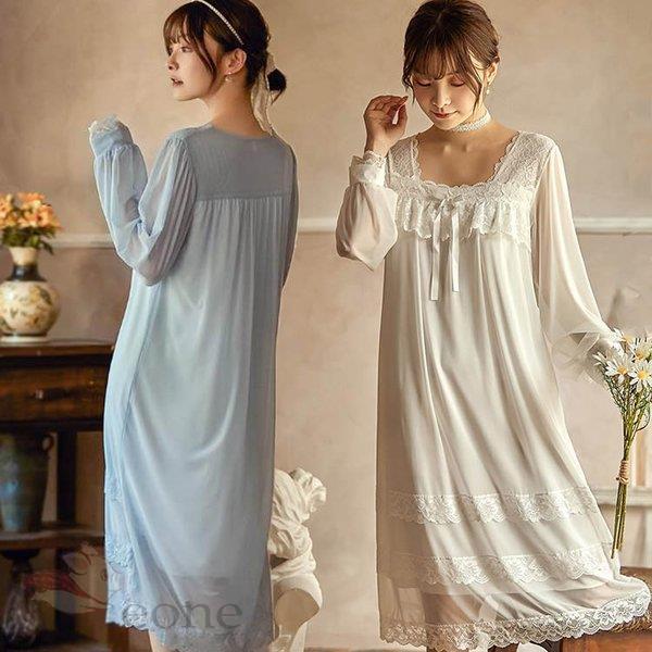 楽天ランキング1位 4色 レディース 姫系 レース ネグリジェ 寝巻き 長袖 ロマンティック ルームワンピース パジャマ ガウン 部屋着 ナイトウェア レディースネグリジェ パジャマ 格安 Turningheadskennel Com