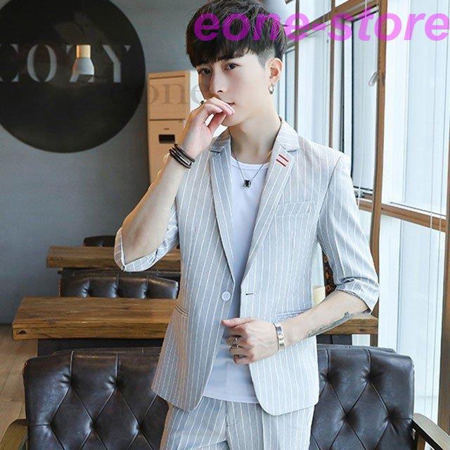 ストライプ 半袖ジャケット Tシャツ パンツ 3点セット夏 メンズファッション メンズ ビジネススーツ スーツ フォーマル Ol 通勤 スーツセット 代30代40代 Bjp1 Xb6 E One Store 通販 Yahoo ショッピング
