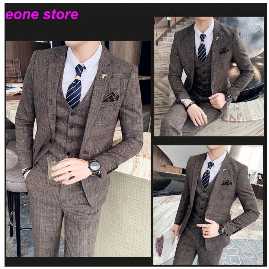 チェック柄 メンズスーツ 3点セットスーツ カッコイイ 1つボタンスーツ フォーマルスーツ 結婚式 二次会 成人式 卒業式 就職活 ビジネススーツ 披露宴 上品 Etxz3 E One Store 通販 Yahoo ショッピング