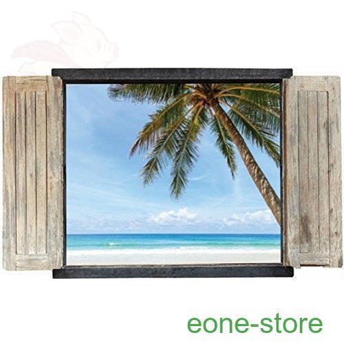 ウォールステッカー 窓 ヤシの木 南国 ビーチ 海 波 風景 古木 木 植物 お風呂 爽やか 大きい 寝室 モダン カフ Jpw12 Bz E One Store 通販 Yahoo ショッピング