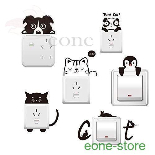 電源スイッチ ステッカー 可愛い ウォールステッカー 色々な パンダ 猫 壁紙 ペンギン インテリア 飾り 防水 シール 電気スイッチ飾