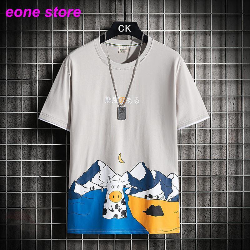 Tシャツ 半袖 メンズ 夏服 丸首 配色 可愛い グラフィティ カットソー グラデーション クルーネック 涼しい 夏 トップス メンズファッション Ll3 E One Store 通販 Yahoo ショッピング