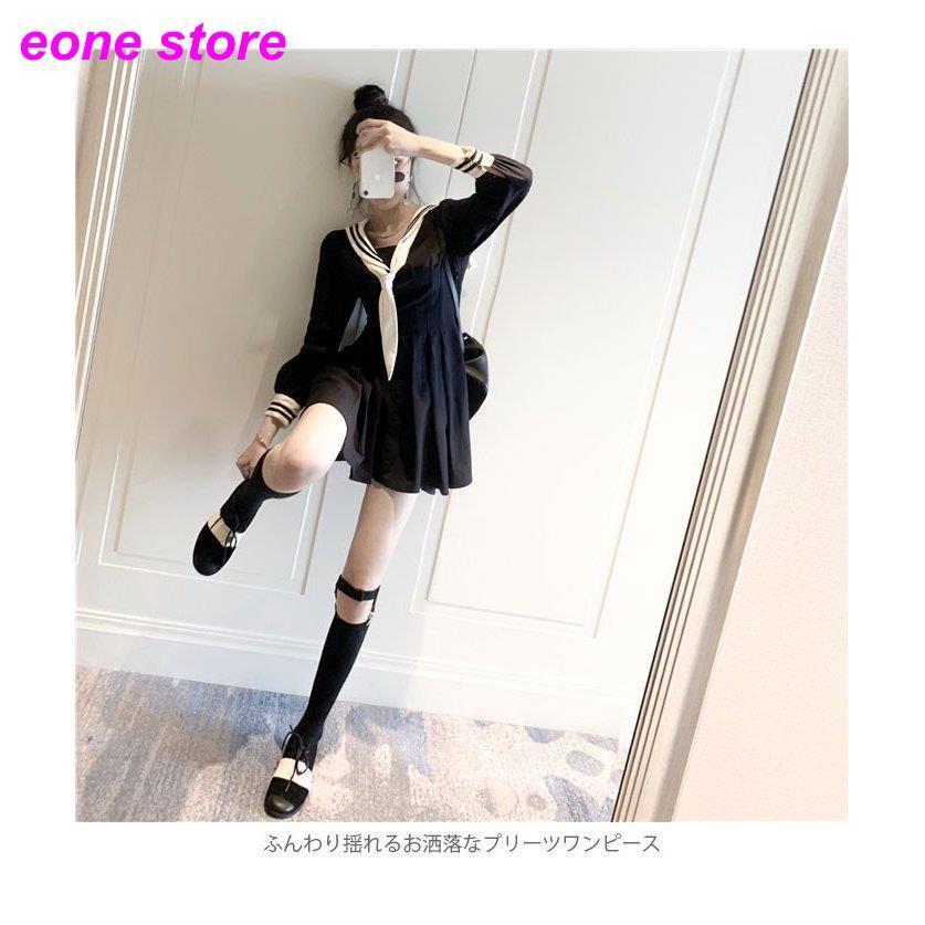 ワンピース レディース セーラー風ワンピース 長袖 セーラー服 ショートワンピース ショート丈 プリーツワンピース 大人可愛い 着痩せ 痩せ見え Nz Hs2 E One Store 通販 Yahoo ショッピング