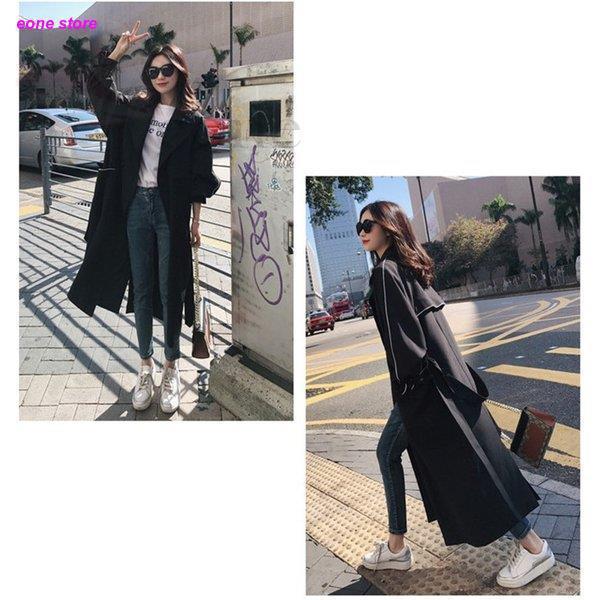 トレンチコート レディース 40代 ロング丈ジャケット スプリングコート 春コート 黒 アウター 秋服 韓国風 オーバー 30代 40代 50代 大きいサイズ 30代 40代 Qddy Bjm Z E One Store 通販 Yahoo ショッピング