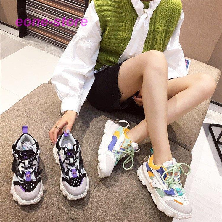 ダッドスニーカー スニーカー レディース 厚底 インヒール シューズ 厚底 スニーカー 韓国ファッション 6cmヒール 背が高くなる 美脚 身長アップ Xl12 E One Store 通販 Yahoo ショッピング
