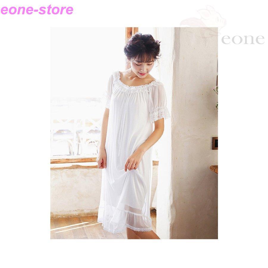 超美品 ネグリジェ レディース 春 夏 ロング ネグリジェ 姫 半袖 綿 無地 レース ガウン ナイトウェア ルームウェア ワンピース 女性 可愛い 部屋着 女性パジャマ 流行に Turningheadskennel Com