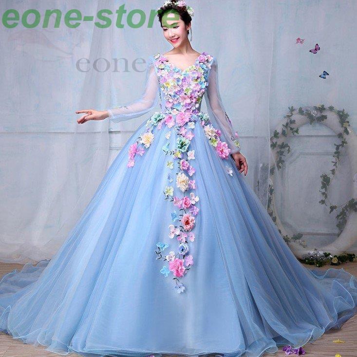ベスト商品 ウエディングドレス 長袖 カラードレス 青 安い 結婚式 ロングドレス 演奏会 コンサート 二次会 プリンセス ステージ衣装 パーティードレス ウェディングドレス 配送料込 Thermotele Com