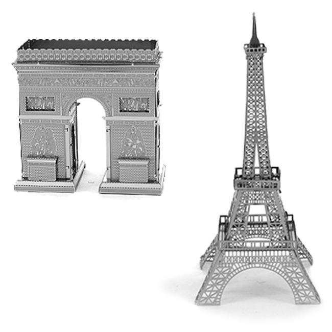 工作キット 2種セット メタルパズル 金属 エッフェル塔 凱旋門 飛行機 ヘリコプター Mozefo Com