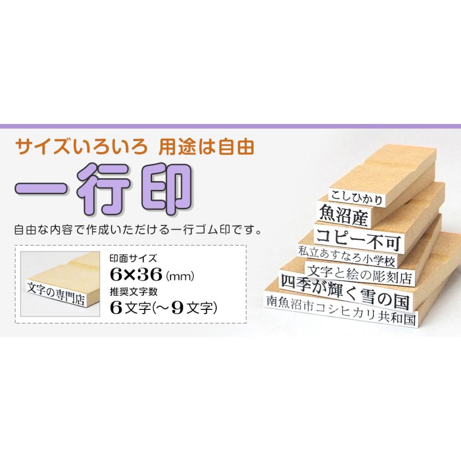 一行印 のべ板 6mm×36mm　別注品 最大9文字まで　ゴム印 はんこ 判子 スタンプ ゴム印鑑 オーダー 名前 おなまえ｜ep-insho｜02