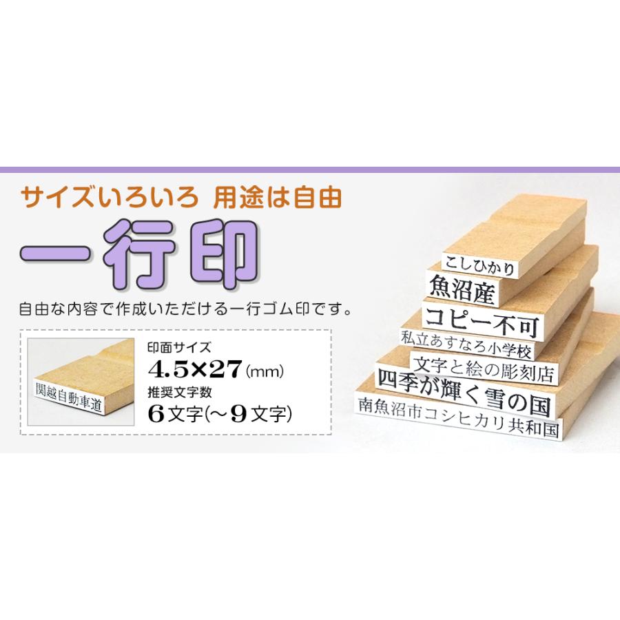 一行印 のべ板 4.5mm×27mm　別注品 最大9文字まで　ゴム印 はんこ 判子 スタンプ ゴム印鑑 オーダー 名前 おなまえ｜ep-insho｜02