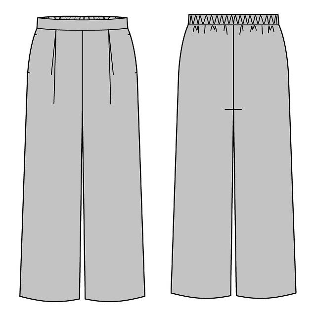型紙　パターン　ウエストゴムタックワイドパンツ型紙　テキスト付き |  | 03