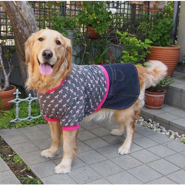 犬服型紙 デニムスカート付きTシャツ 大型犬用 テキスト付き : e