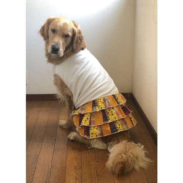 犬服デザインワンピースフード付き　見本 犬服型紙 ティアードワンピース 大型犬用 テキスト付き : e