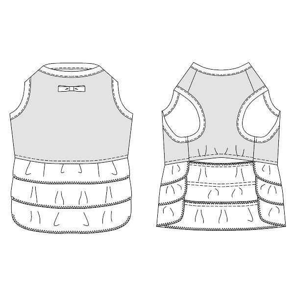 犬服型紙 ティアードワンピース 大型犬用 テキスト付き : eパターン