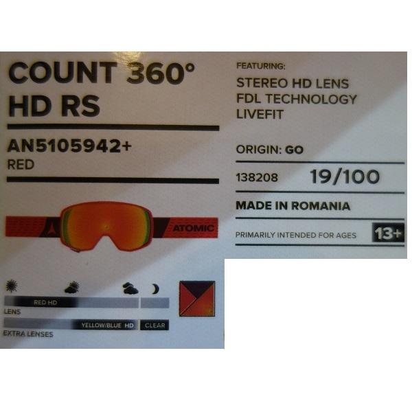 ATOMIC ATOMIC<ゴーグル>COUNT 360 HD RS Red ゴーグル ATOMIC ATOMIC<ゴーグル>COUNT 360 HD RS Red ゴーグル