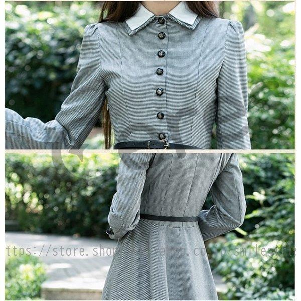 専門店では クラッシック 長袖 ワンピース 上品 50代 40代 30代 素敵 秋冬 膝丈 千鳥格子 長袖ワンピ お嬢様ワンピ エレガント 清楚 英国 ワンピース サイズ Xl Paulstractors Com