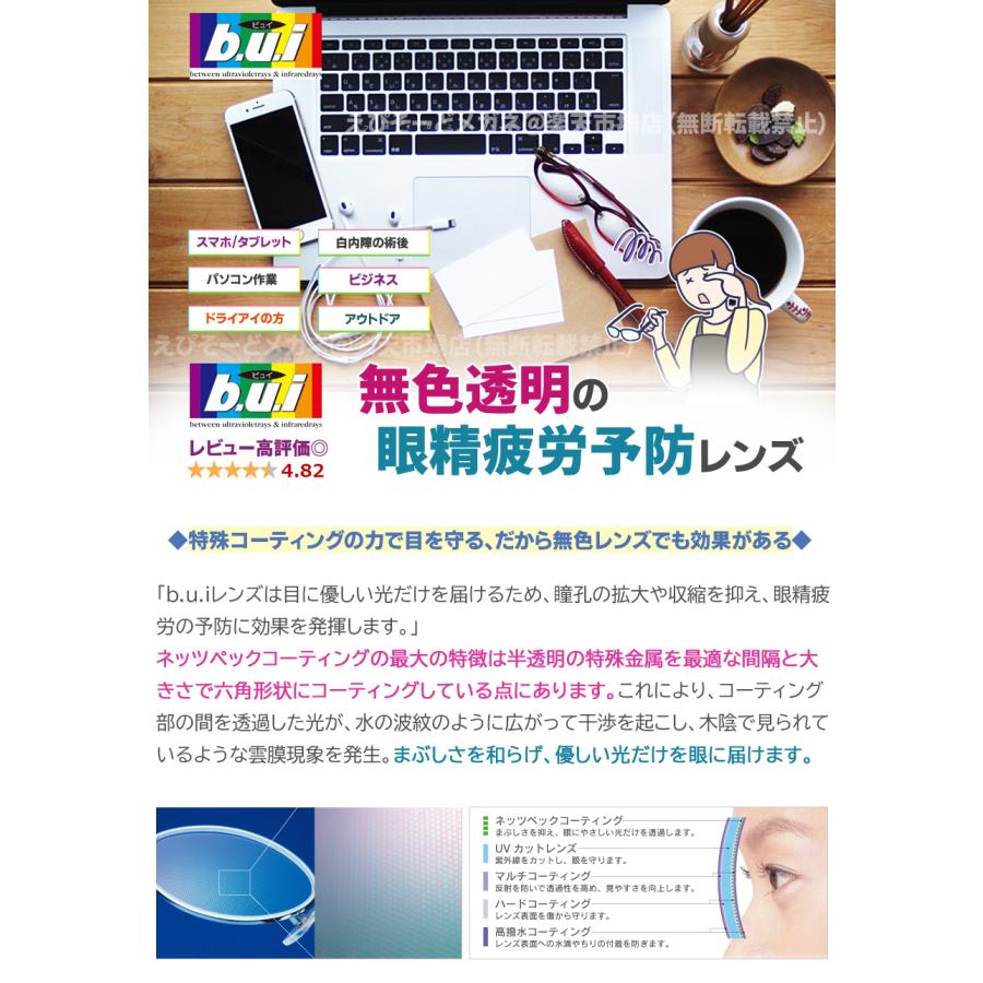 度なし】眼精疲労予防 ネッツペック b.u.i 高屈折1.60レンズ 2枚1組