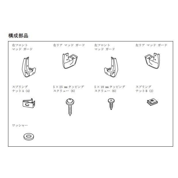 N-ONE JG1 JG2 後期：純正 マッドガード（1台分/カラー設定1）(廃盤