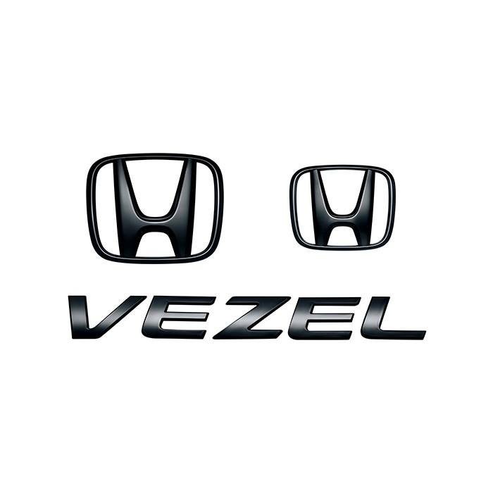 ヴェゼル RU系 中期：純正 Hマーク2個＋車名エンブレム ブラッククローム調(廃盤、残り在庫わずか)